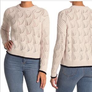 Splendid Women’s pointelle stitch wool blend crew neck sweater size M, NWT